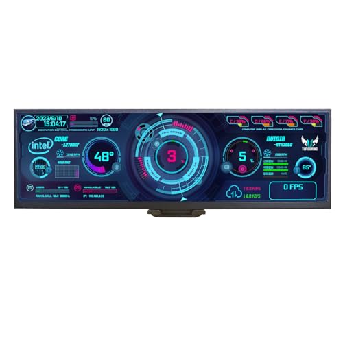 Image of 14.5Incn 2.5K Touchscrcen BarMontor,2550x720 IPS Portable CD Scrcen wth 10-Point Touch, 60 Rerteshn Rate.350nt Brightiness, USB C Drver Beard Yx25kK Tor DY Game PC (Black Shell)