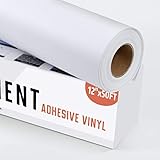 YRYM HT White Adhesive Vinyl Roll – Permanent Adhesive Vinyl Rolls – 12”x50FT White Vinyl Sheets for Cricut, Silhouette and Cameo Cutters