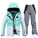Generisch Damen Skijacke & Skihose Set 2 teilig Schneeanzug Wasserdicht Warm Winterjacke mit Kapuzen Skianzug zum Skifahren Snowboarden Schneejacke Schneehose Warm Skibekleidung Outdoor Skisuit