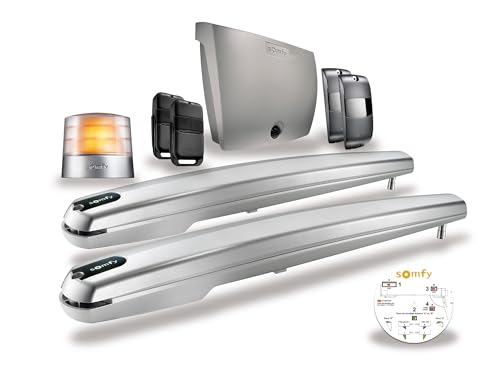 Somfy 1240653 - Garagentorantrieb Exavia Star - Torantriebe für Flügeltore von 2m x 2,5m – Enthält 2x Somfy Fernbedienung, 1 orange Warnleuchte + Lichtschranke - Hergestellt in Frankreich
