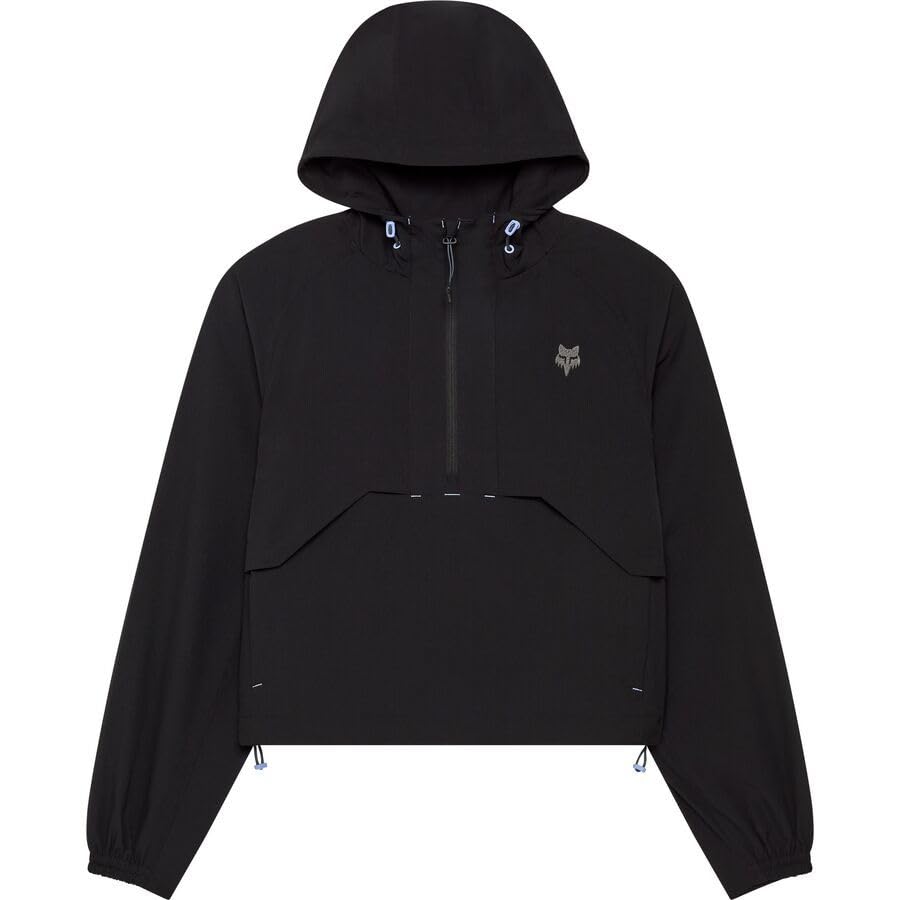 Fox Racing Damska kurtka survivalist Windbreaker | 4-Way-Stretch kurtka MTB z zamkiem do połowy i szokordem – czarna/czarna, L