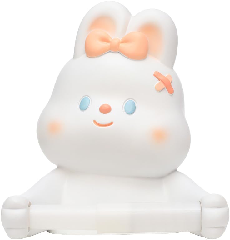 Cute Rabbit Toilet Paper Holder, Resin Animal Wall Mounted Paper Roll Holder Dispenser for Bathroom Wall Decoration, Punch Free, No Drilling