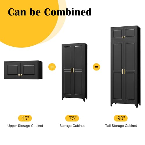 Image of SteeLoong 90 inchMetal Pantry Storage Cabinet with Doors & 4 Adjustable Shelves