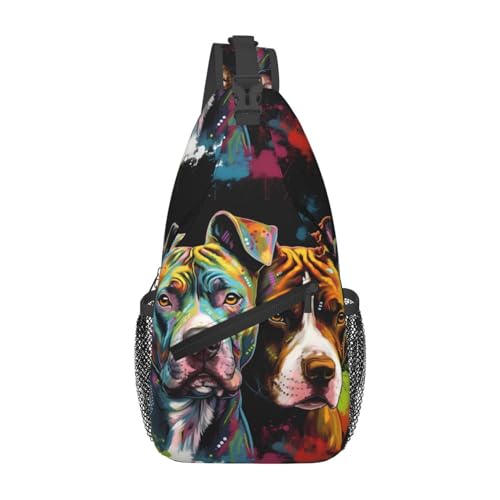 Pitbull Florescent Dog 1 Crossbody Chest Bags for Women, Small Crossbody Shoulder Bag Sling Bag Travel Hiking Daypack