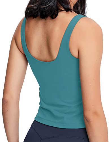 Image of POSHDIVAH Longline Sports Bra Workout Tank Tops | Padded, Removable Pads, Built in bra, Wirefree, Buttery Smooth, Soft, Fitness, Running, Yoga, Wide Straps, U-back
