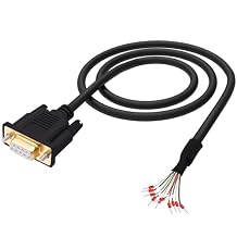 DB9 Female Connector RS232 RS485 9 Pin Serial Port Extension Cable D-SUB 9 Pin to Bare Wire with Terminal Breakout -Black-1M DB9 Female