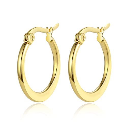 Yulovee 9ct Yellow Gold Filled Hoop Earrings for Women Girls, Hypoallergenic Huggie...