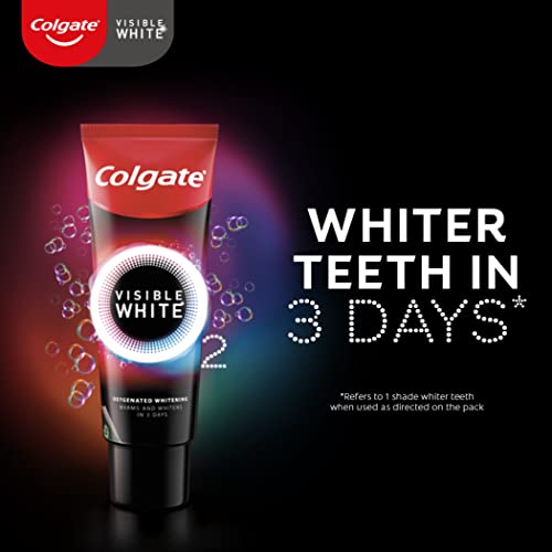 Image of Colgate Visible White O2, Teeth Whitening Toothpaste, Aromatic Mint, 50g, Active Oxygen Technology, Enamel Safe Teeth Whitening Product & Gentle UltraFoam Ultra Soft Bristles Toothbrush, 2 Pcs