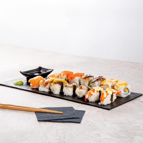 Restaurantware RWP0158B 16 X 7 Inch Serving Plates 25 Rectangle Charcuterie Boards - Premium Mimics The Look Of Slate Black Plastic Serving Platters Serve Appetizers Or Desserts thumb #5