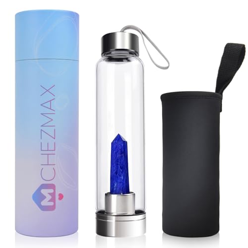Crystal Glass Water Bottle with Quartz Gemstone