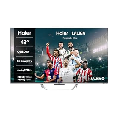 Haier QLED 4K UHD H43Q800UX 43" Smart TV Google TV Dolby Atmos y Dolby Vision HDR 10 Smart Remote Control Google Assistant Bluetooth 5.1 DBX TV HDMI 2.1 x 4 Sin Marcos 2024