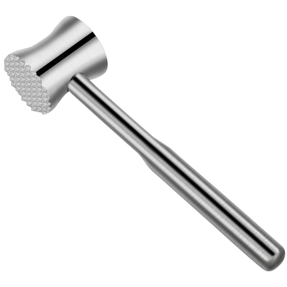 Bloepum Meat Tenderizer Mallet Stainless Steel,Dual Side Meat Hammer Chicken Pounder, Heavy Duty Meat Beater for Steak and Beef