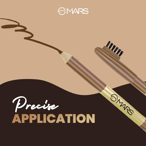MARS Eyebrow Pencil With Spoolie | Long Lasting & Smudge Proof | High Pigmented Eyebrow Pencil | (1.2 gm) (Black) - Image 4