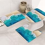 Xiso Ver Strand-Badezimmerteppich-Set, 3-teilig, weich, rutschfest, extra...