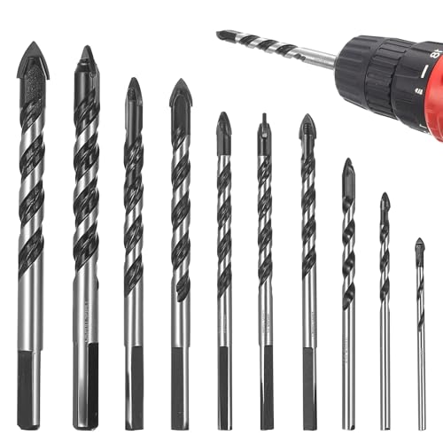 Okeno Select 10 Stück Fliesenbohrer Set Glasbohrer Set Professionelles Wolframcarbid Bohrer Fliesenschneider für Keramik Glas Beton Kunststoff Porzellan Fliesen Bohrer Sets 3/4/5/6/6/6/8/8/10/12mm