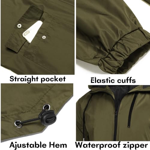 COOFANDY Men's Long Raincoat Ligtweight Rain Jacket Waterproof Outdoor Jackets with Hood - Image 6