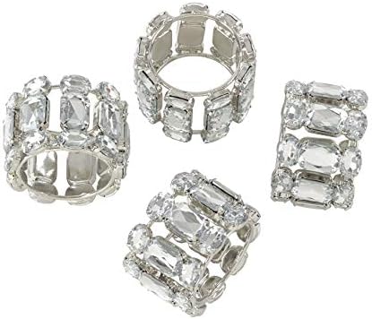 Jeweled Gem Stone Napkin Ring - Set of 4