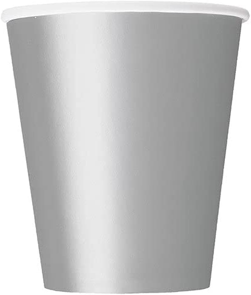 Unique Solid Paper Cups, 9 Oz, Silver