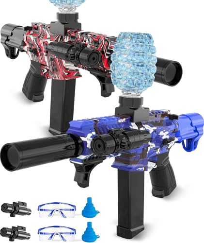 2 Pack Electric Gel Ball Blaster, High Speed Automatic Splatter Ball Blaster with 80000+ and Goggles, Rechargeable Splatter Ball Toys for Outdoor Activities Game Party