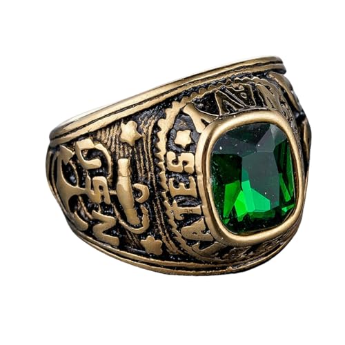 Bague en acier titane de style militaire pour homme avec pierre précieuse design tendance et unique, convient pour un usage quotidien, 12