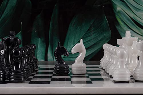 Radicaln 15 Inches Handmade White And Black Weighted Full Chess Game Set - Staunton And Ambassador Style Marble Tournament Chess Sets For Adults #TOP6
