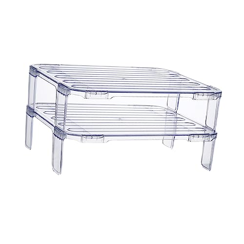 AKOOSY 2 Piezas Estantería Apilable para Refrigerador Organizador Transparente Multiusos para Almacenamiento de Cocina y Alimentos