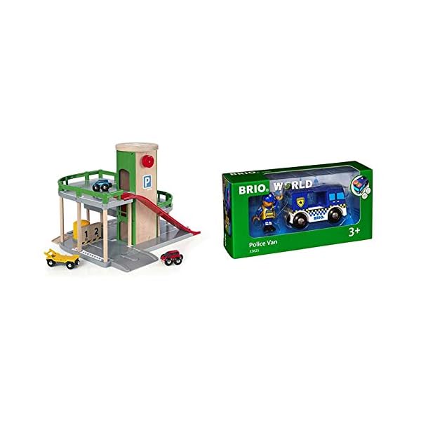 BRIO World 33204 Parkhaus, Straßen & Schienen – Eisenbahnzubehör für die BRIO Holzeisenbahn – Empfohlen für Kinder ab 3…