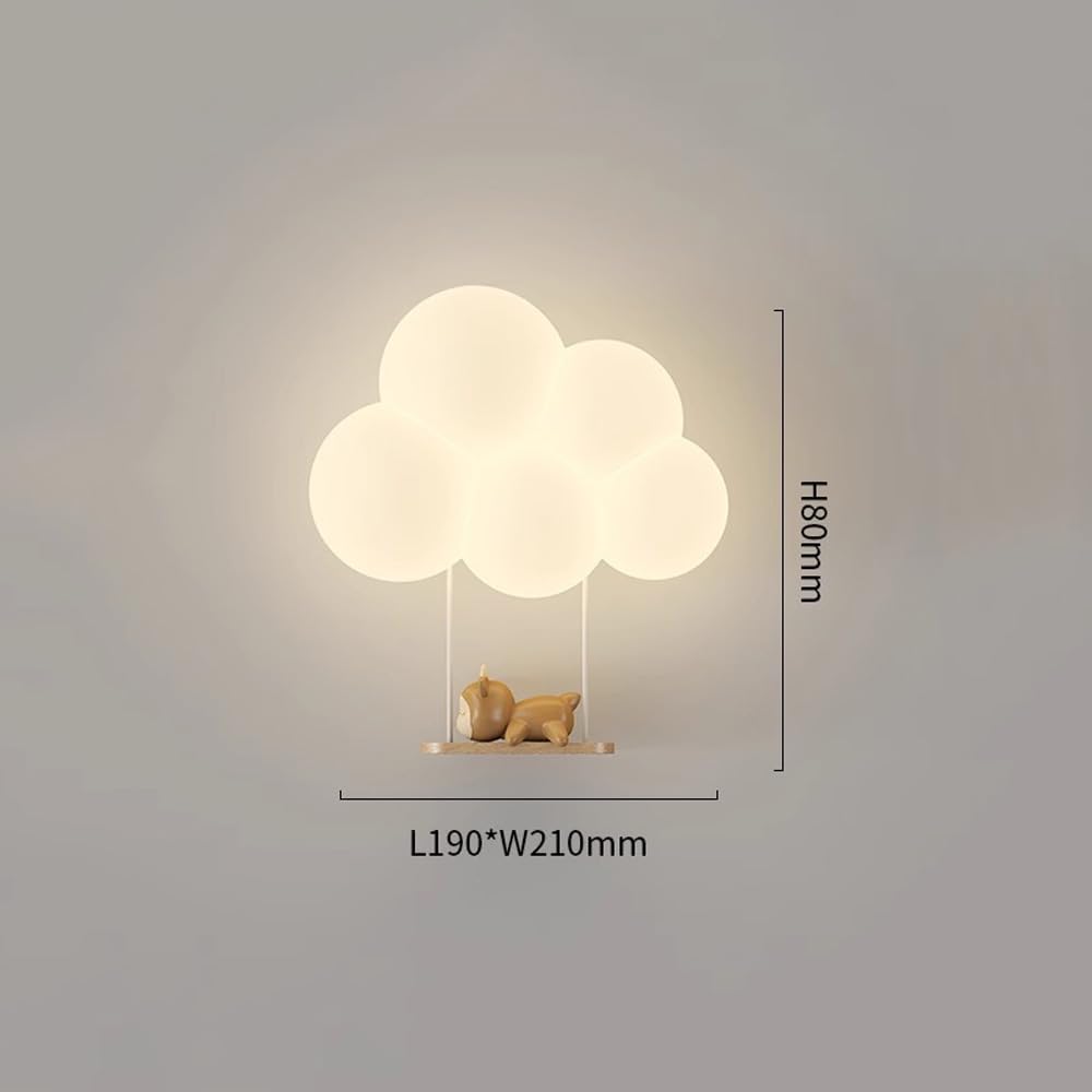Lámparas de Pared Infantiles para Dormitorios de Niñas, Luces de Pared con Diseño de Nubes para Guardería, Aplique de Pared con Pantalla de Leche Blanca Y Dibujos Animados de Animales, Lámpa