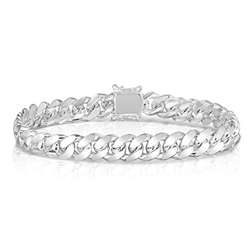 Argento Reale 925 Sterling Silver Solid 6.25MM-12.25MM Miami Cuban Bracelet for Men - Sterling Silver Link Bracelet For Men, Mens Link Bracelets 8 8.5, 9