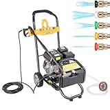 Idropulitrice a Scoppio 4 Tempi 7,5 CV Portatile 200 Bar Idropulitrice Professionale Portata 9L/min con 5 ugelli Pompa Autoadescante con 10M Tubo Pistola Idropulitrice ad Alta Pressione