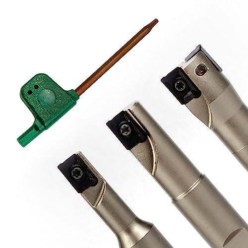 Image of OSCARBIDE Indexable End Mill Set,1 /2 inch Shank Square Shoulder, Nickel Plated,3-Piece (3 /8 inch, 1 /2 inch, 5 /8 inch Cutting Dia), 3 inch Length, 90, with APKT1003 Carbide Inserts