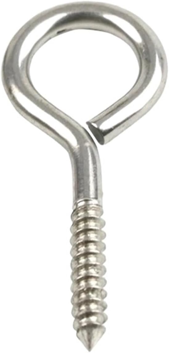 Screw Hooks 50pcs 304 Stainless Steel Sheep Eye Self Self Tapping Screw with Loop Hook Screw in Hooks Mouth Opening Screw for Hanging(304 Ring Screw,5pcs M3X40mm)
