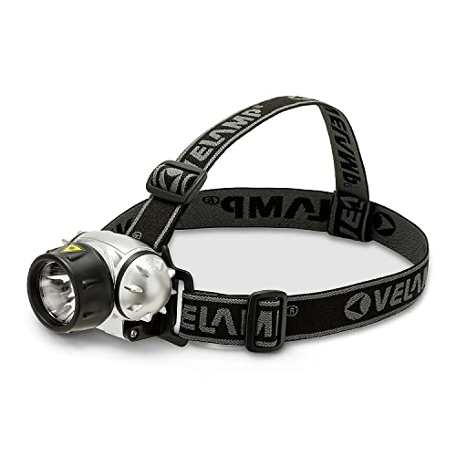 Doctorlight Frontale 40 Lumen (1W), orientabile. Luce 100%, 50% e Flash. Banda Elastica con Rinforzo Centrale. Ideale per l'esterno, Grigio