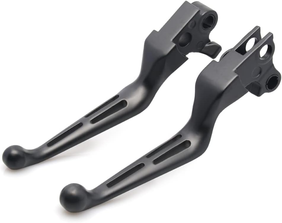 Black Wide Slotted Brake Clutch Levers fit for Harley Sportster Dyna Softail RoadKing Electra Glide 1996-2017 (Black)