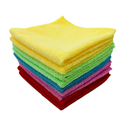 1ABOVE 10 Pack Microfibre Cleaning Cloths,Multifunctional,Highly Absorbent, Lint-Free, Washable Dusters for, Home, Kitchen, Car, Windows, Motorbike and Office (30x30cm)