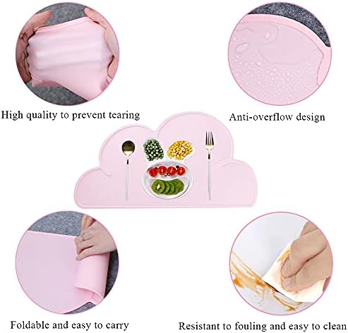 Kids Placemats Non Slip, ZKSMNB Silicone Tablemats, Suction Placemats for Toddler, Heat Resistant Baby Placemats Set that Stick to Table, Portable Easy to Clean and Storage (3 Pack)