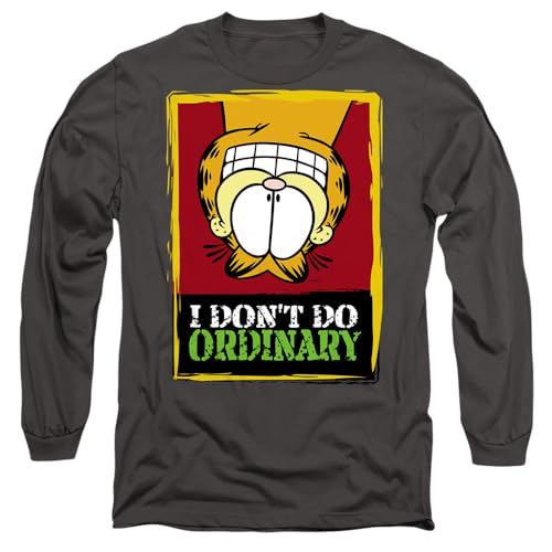 T-shirt Garfield long sleeve mixte charcoal au style casual chic