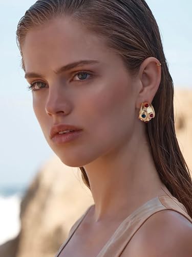 Resin Earrings Flower Shape Stud Earrings Chunky Gold Stud Earrings Colorful Earrings Vintage Jewelry for Gifts2