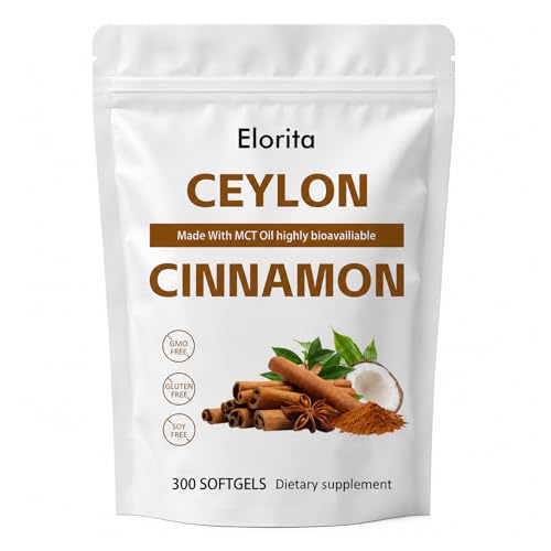Elorita Ceylon Cinnamon Softgels with MCT Oil Gluten Free 300 Softgels