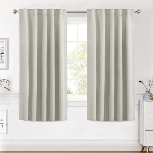 Image of H.VERSAILTEX Blackout Curtains Thermal Insulated Window Treatment Panels Room Darkening Blackout Drapes for Living Room Back Tab /Rod Pocket Bedroom Draperies (2 Panels, Ivory /Cream, 42 x 63 Inch)