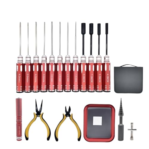 RC �c�[���L�b�g 18 in 1 �h���C�o�[�v���C���[�Z�p�X���[�u�\�P�b�g�X�p�i�C���{�b�N�X�Z�b�g�A��s�@ Rc �J�[���f���̂�������ɑΉ�(18 in 1 set Red)