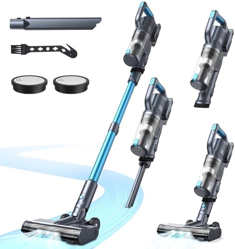 Vacuum Cleaner for Home, 35Kpa Powerful Suction, Max 50 Minutes, Lightweight Cordless Cleaner with Self-Standing, Stick and Handheld Vacuum for Carpets, Hard Floor, Pet Hair, Cars, Blue
