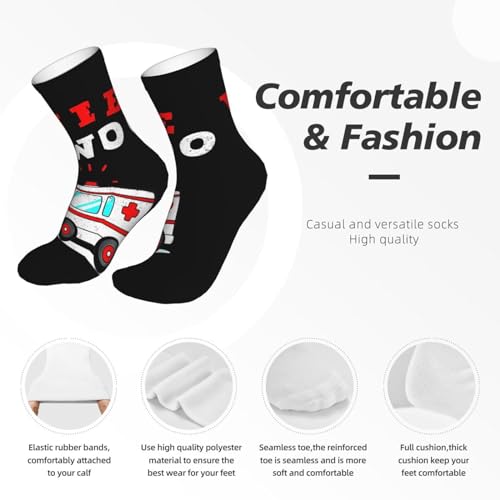 Wee Woo Ambulance Amr Funny Ems Emt Paramedic Running Socks Ventilating Comfort Cool Crew Socks for Unisex, Painting4