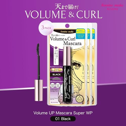 Image of Heroine Make by KissMe Volume & Curl Mascara | Waterproof, Volumizing & Lengthening Mascara for Thick, Defined Lashes | Smudge-Proof, Curling Formula | Made in Japan | Black| 3 Pack