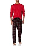 Beverly Hills Polo Club mens Beverly Hills Polo Polar Fleece W/Thermal Top Pajama Set, Red Top With Char/Red Pants, Large US (MBL707AM)