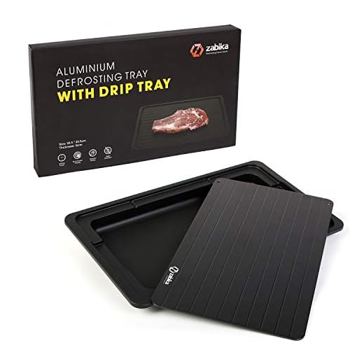 Defrosting Tray (Largest Size) for Rapid thaw with DRIP Tray- Best Kitchen thawing Tray - Better Than Heating Tray - Safe to defrost Meat Frozen - No Electricity Required
