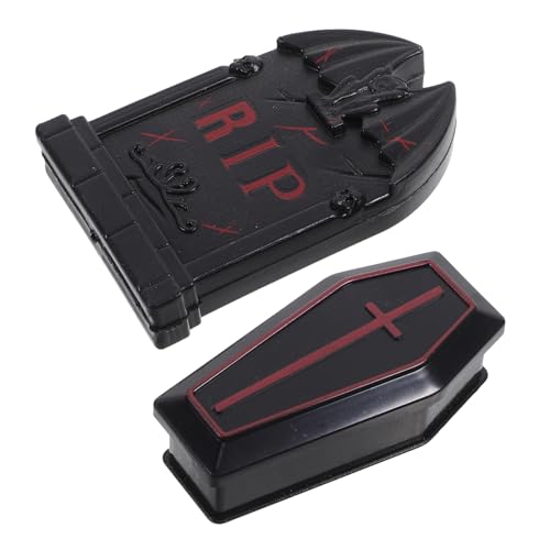 MUSISALY Decorazioni Halloween in Plastica Lapidi Tombali e Bare Finte in Abs, Set Da 2 Pezzi Per Feste a Tema, Casa Stregata e Arredamento Spettrale