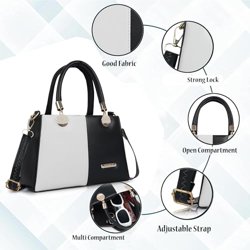 Image of Gold Rose Women's Elegant Color Block Handbag - Stylish Top Handle Purse for Office, Party & Daily Use | Premium Structured Ladies Hand Bag