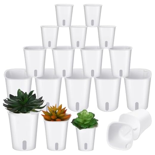 Ziliny 18 Pcs Self Watering Pots - 3 Sizes Plastic Flower Plant Pot With Inner White Pot for Indoor House Plants, Herbs and Flowers