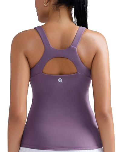 Image of RUNNING GIRL Workout Tops for Women,Racerback Tank Tops with Built in Bras,Padded Sports Bra Yoga Tank Athletic Tops